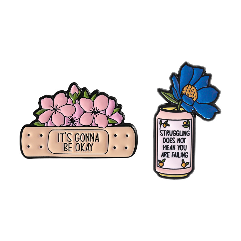 Conjunto de 2 Pins de Esmalte  - Health Wellness Quotes avaliação e preço