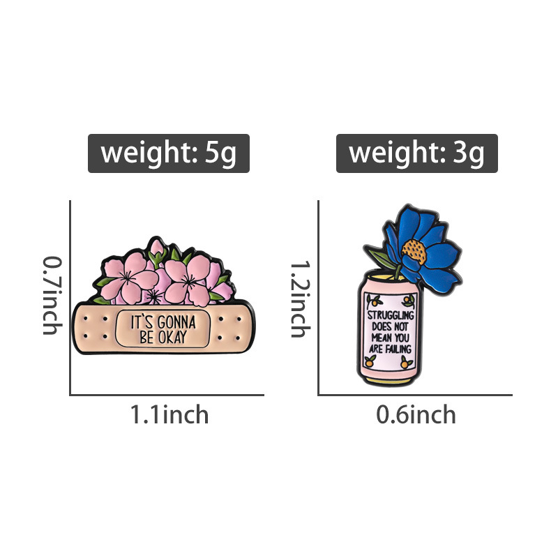Conjunto de 2 Pins de Esmalte  - Health Wellness Quotes avaliação e preço